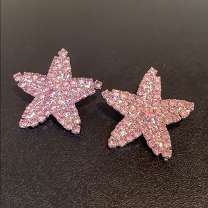 Vintage Ylang Ylang Pink Star Clip Earrings